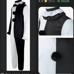 Adult  Black and White Clown Costume NWOT